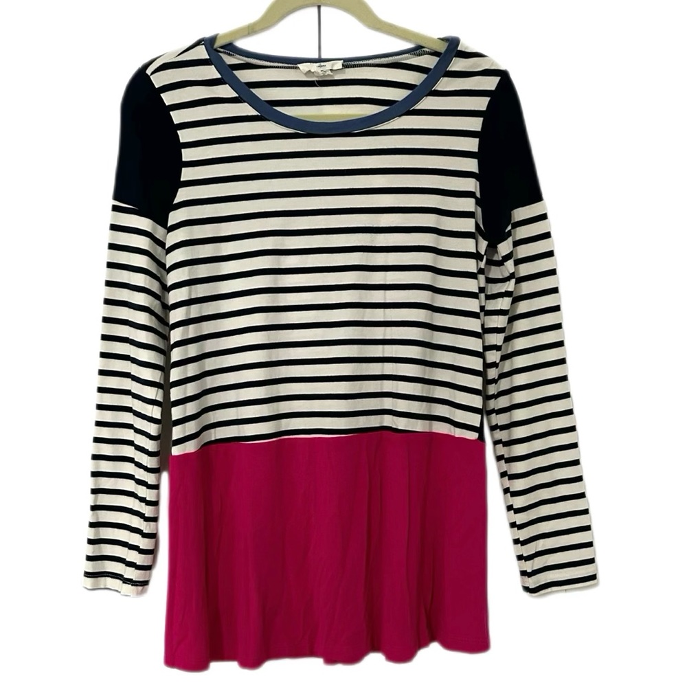 Peach Love California Striped Colorblock Long Sleeve Shirt